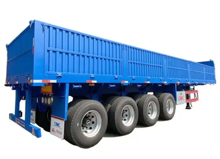 CIMC 4軸の平床半トレーラー 横壁1000mm 40トンの輸送トレーラートラック